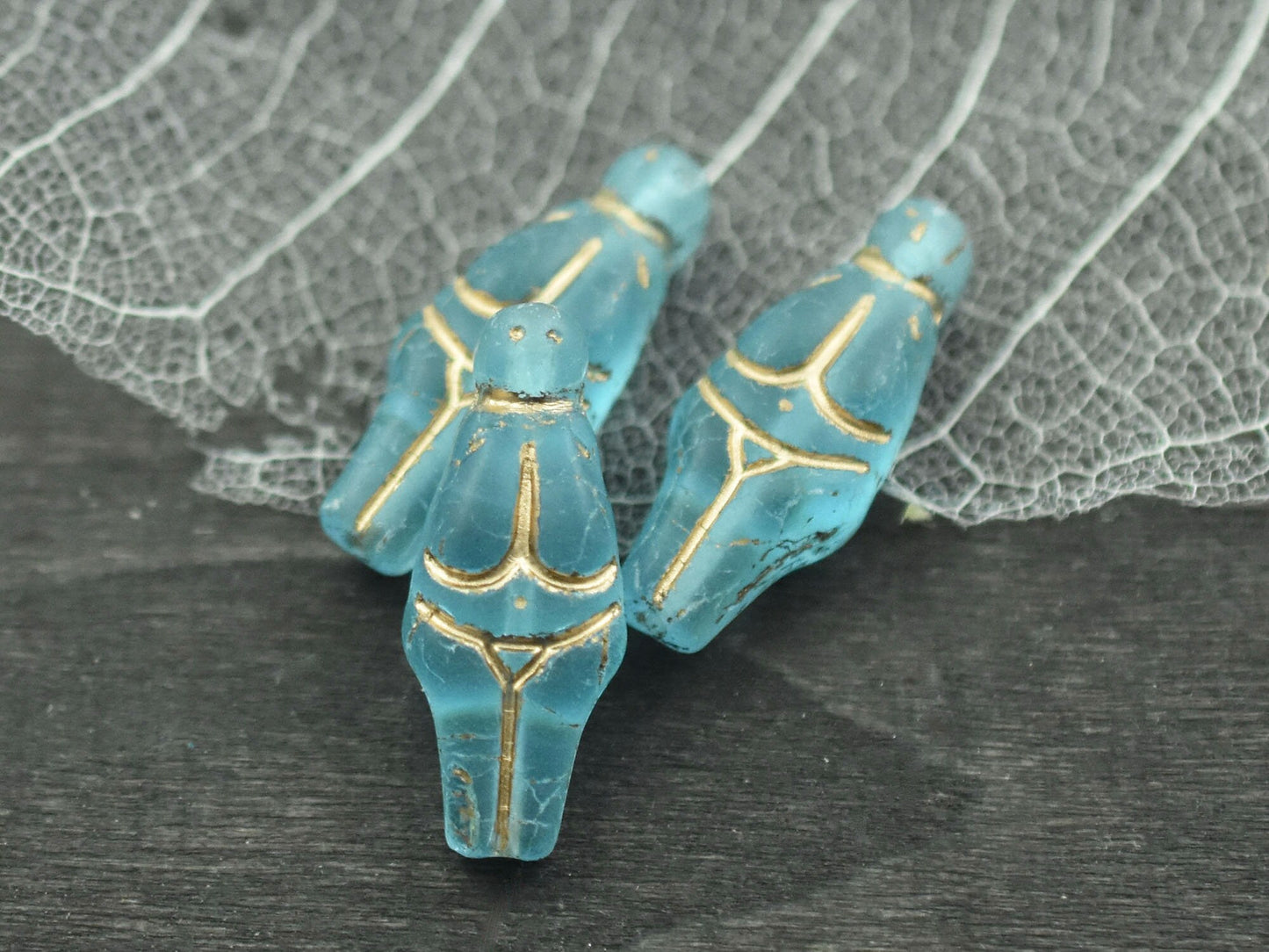 Goddess Bead - Czech Glass Beads - Female Goddess - Picasso Beads - 21x10mm - 4pcs - (B854)