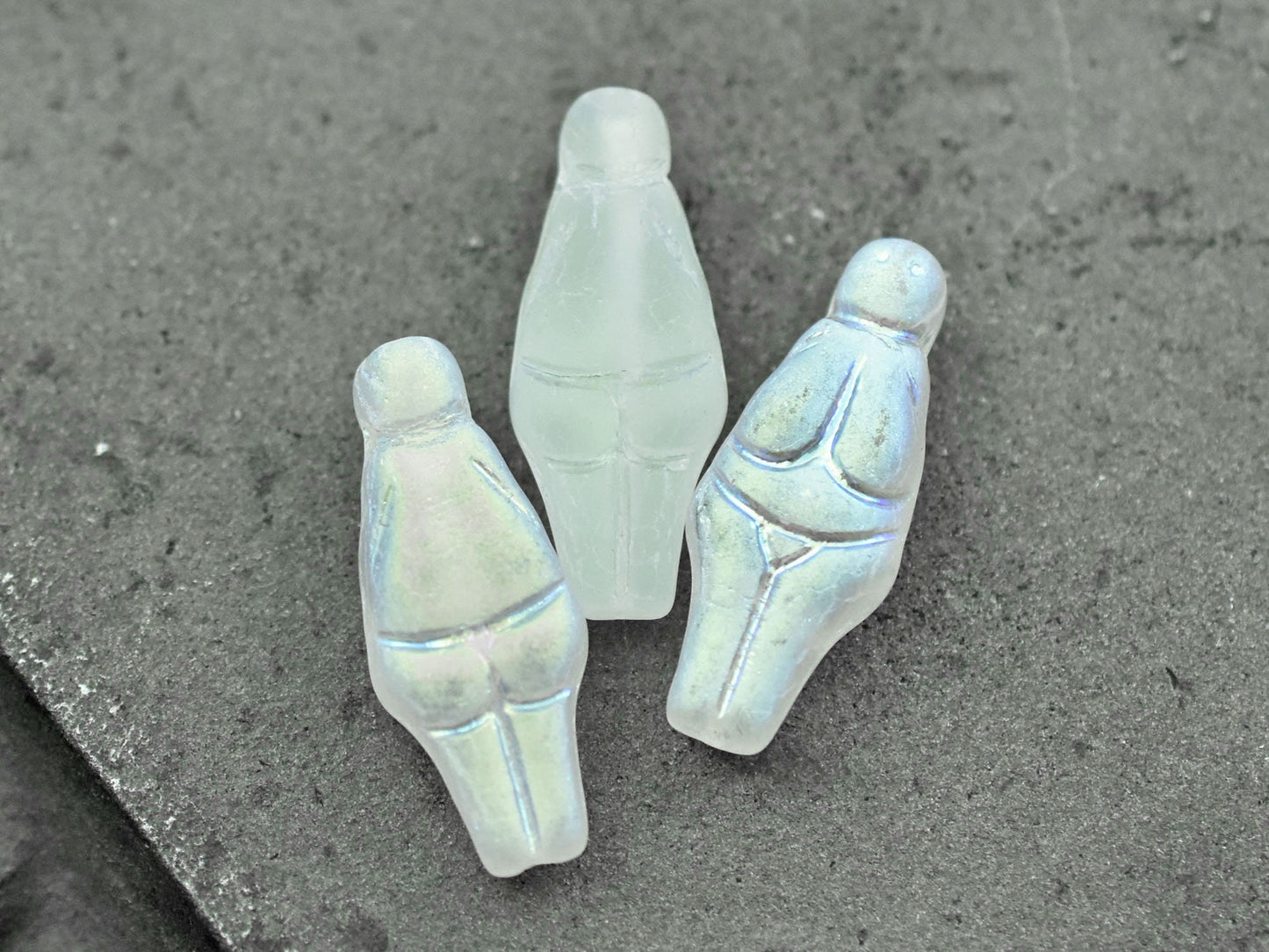 Goddess Bead - Czech Glass Beads - Female Goddess - Picasso Beads - 21x10mm - 4pcs - (1119)