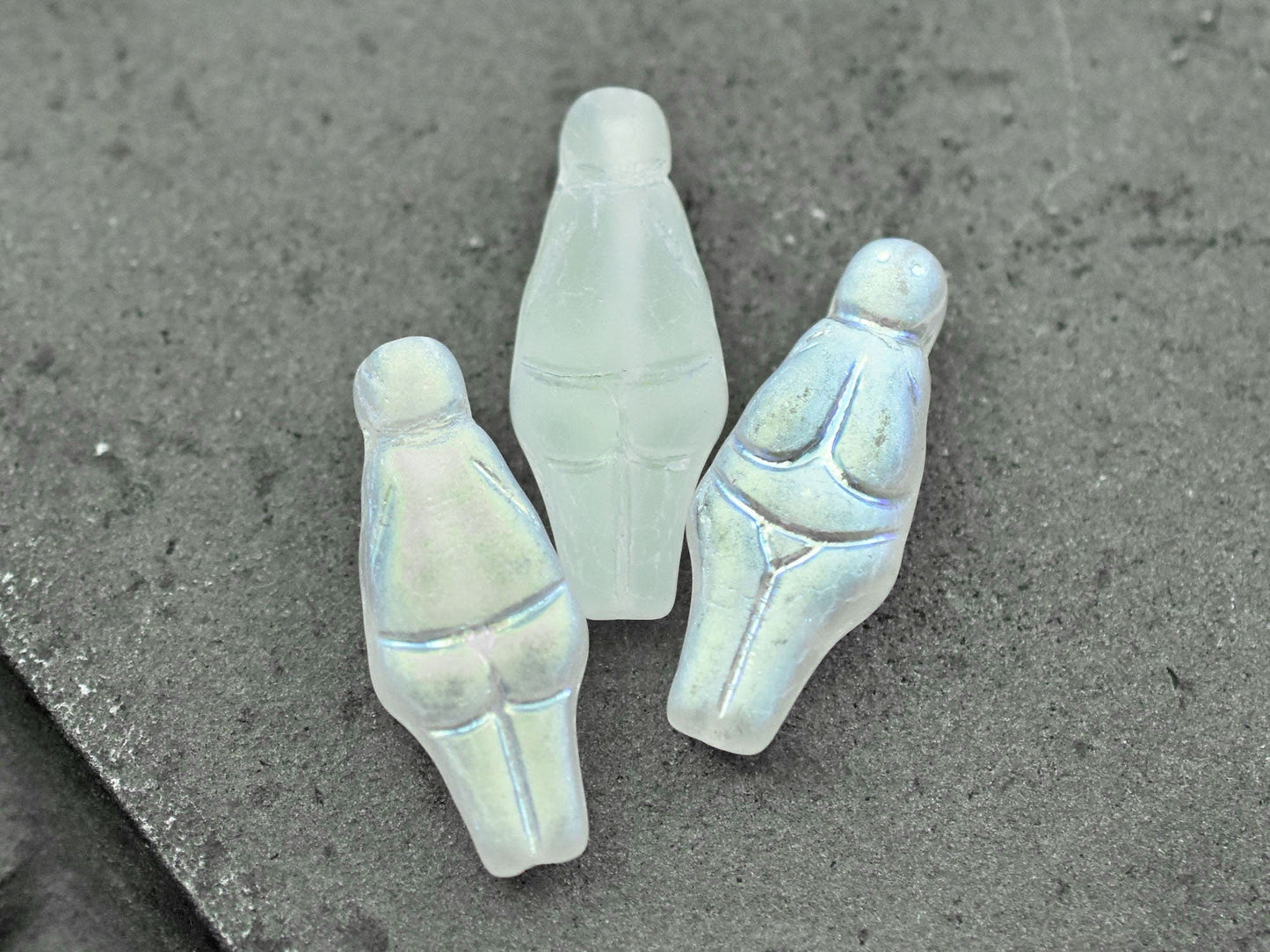 Goddess Bead - Czech Glass Beads - Female Goddess - Picasso Beads - 21x10mm - 4pcs - (1119)
