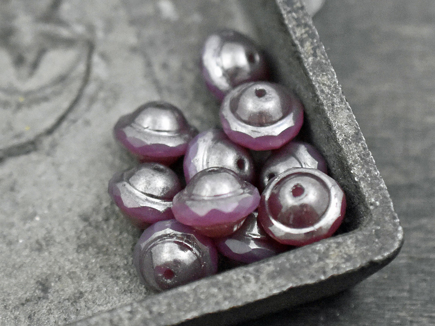 Czech Glass Beads - Saturn Beads - Planet Beads - Picasso Beads - 10pcs - 10x8mm - (2420)