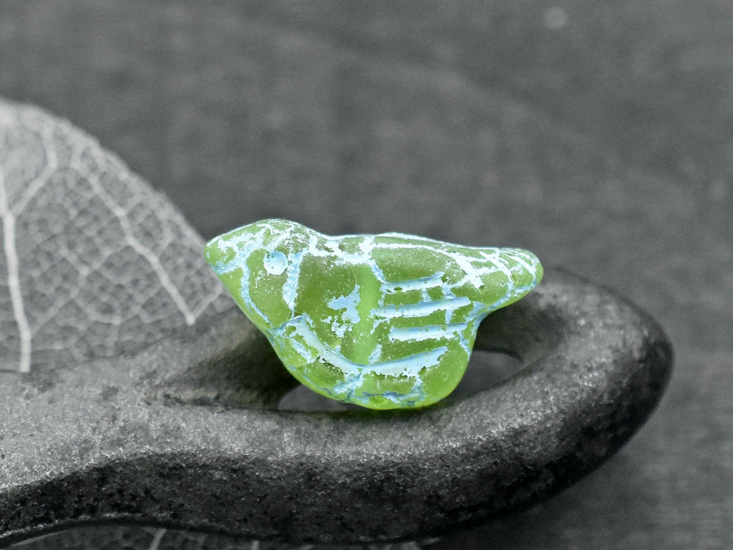 Bird Beads - Czech Glass Beads - Picasso Beads - Animal Beads - Czech Glass Bird Beads - 2pcs - 11x22mm (A406)