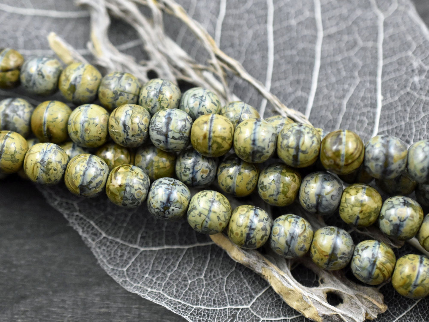 Picasso Beads - Czech Glass Beads - Round Beads - 8mm Beads - Druk Beads - 16pcs - 8mm - (5058)