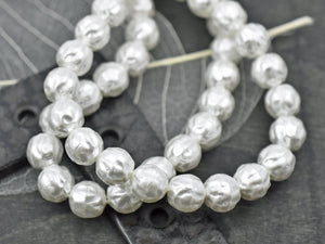 Czech Glass Beads - Pearl Beads - Czech Glass Pearls - Baroque Pearl Beads - White Pearl Beads - 8mm or 10mm -- Choose Your Quantity