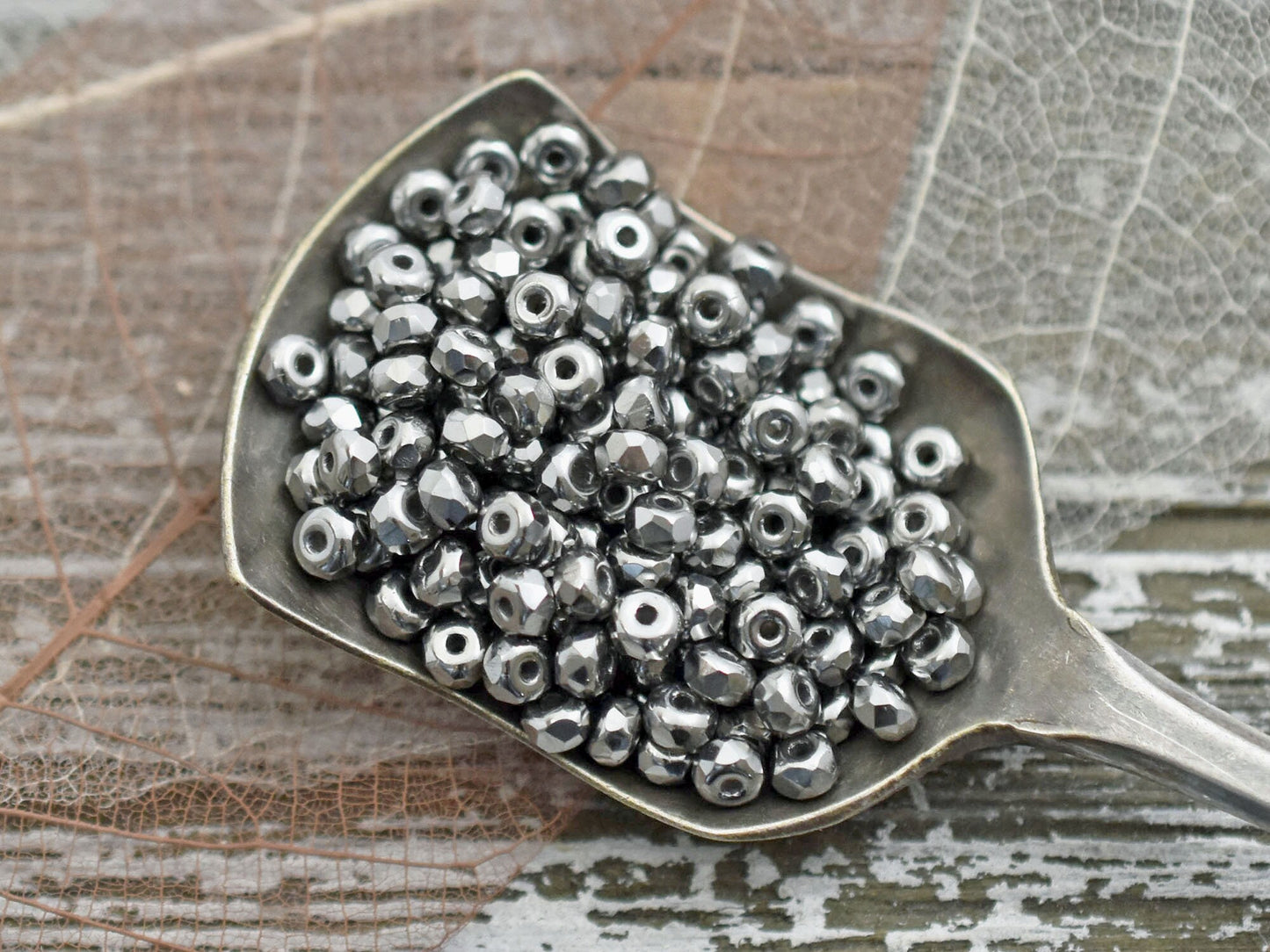 Czech Glass Beads - Micro Spacers - Silver Spacer Beads - Micro Beads - Glass Spacers - 2x3mm - 100pcs - (4382)