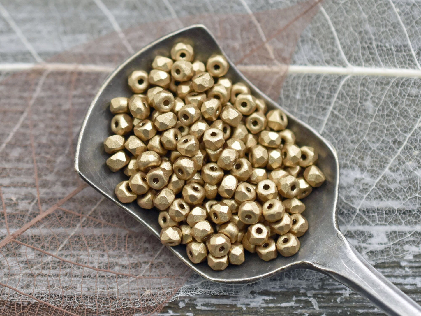 Czech Glass Beads - Micro Spacers - Gold Spacer Beads - Micro Beads - Glass Spacers - 2x3mm - 100pcs - (1338)