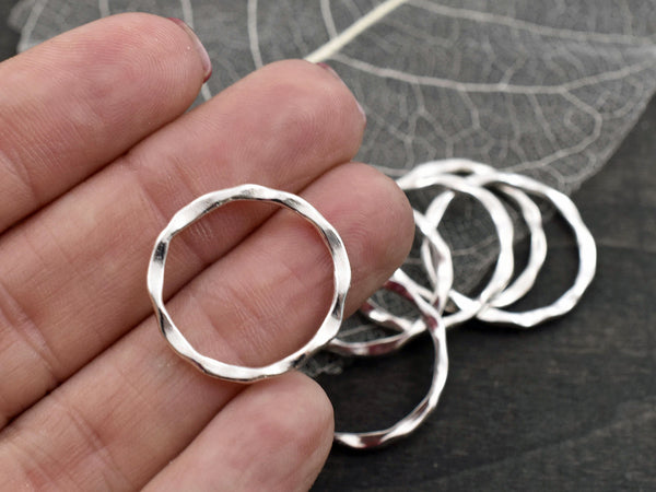 Twisted Jump Rings - Silver Jump Rings - Closed Jump Rings - 22mm - Unsoldered -20pcs - (A448)