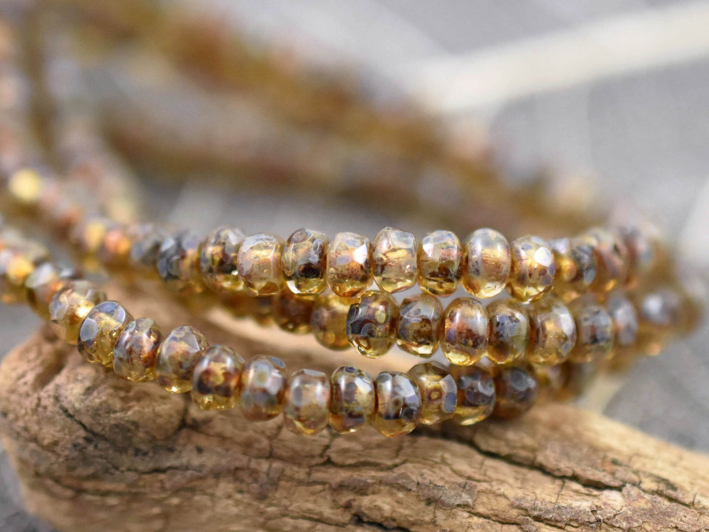 Czech Glass Beads - Micro Spacers - Spacer Beads - Picasso Bead - Glass Spacers - 2x3mm - 50pcs - (1915)