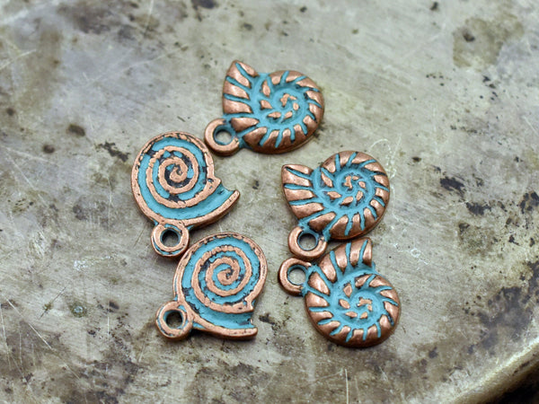 Beach Charms - Metal Charm - Patina Charms - Copper Charms - Small Charms - 10pcs - 12x10mm - (A350)