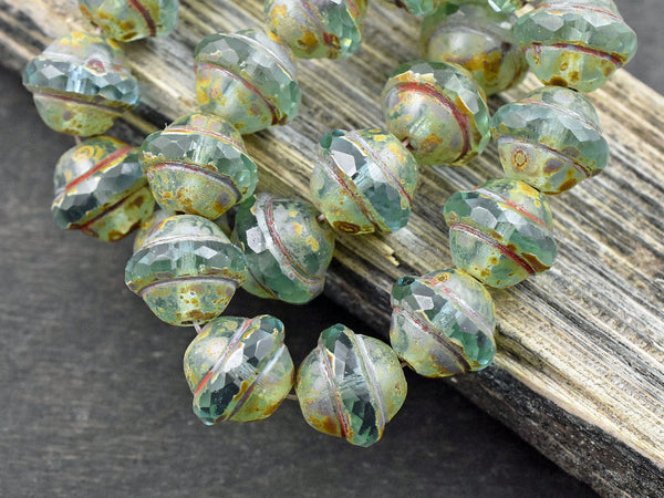 Picasso Beads - Czech Glass Beads - Saturn Beads - Saucer Beads - New Czech Glass - 12x10mm - 12pcs - (6135)