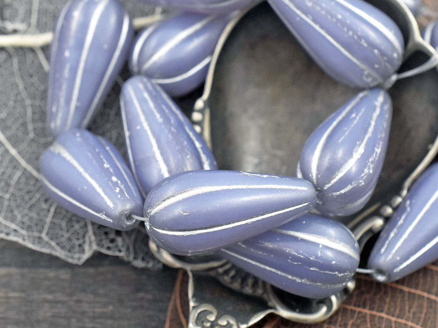 Czech Glass Beads - Picasso Beads - Large Czech Glass Beads - Melon Drop Beads - Tear Drop Beads - 22x11mm - 2 or 6pcs
