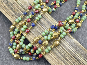 Czech Glass Beads - Rosary Chain - Beaded Chain - Czech Glass Chain - Sold by the foot - (CH20)