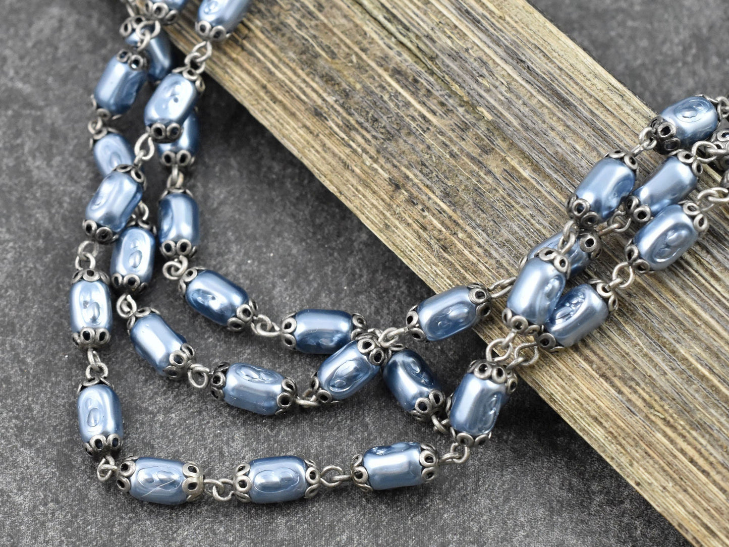 Pearl Chain - Pearl Beads - Czech Pearl Chain - Beaded Chain - Czech Glass Pearls - Sold by the foot - (CH7-A)