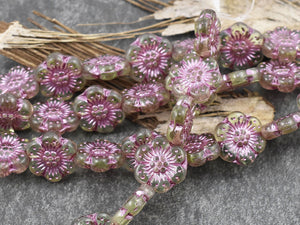 Flower Beads - Czech Glass Beads - Picasso Beads - Czech Glass Flowers - 14mm - 9pcs - (A311)