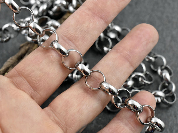 Silver Chain - Rolo Chain - Chain By The Foot - Stainless Steel Chain - 10x4mm - (CH-S05)