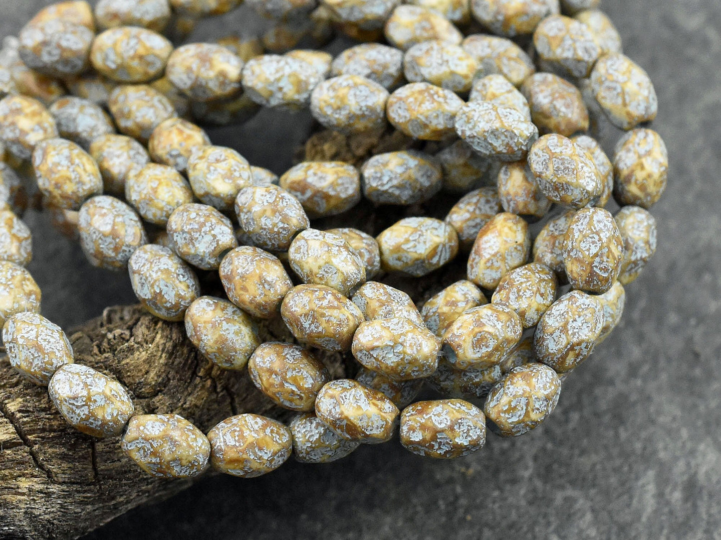 Picasso Beads - Czech Glass Beads - Faceted Beads - Fire Polished Beads - Oval Beads - 5x7mm - 20pcs (5663)