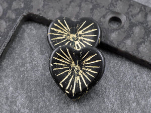 Heart Beads - Czech Glass Beads - Heart Pendant - Heart Focal Bead - 22mm - 4pcs - (890)