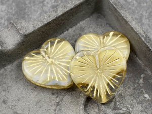 Heart Beads - Czech Glass Beads - Heart Pendant - Heart Focal Bead - 22mm - 4pcs - (3576)
