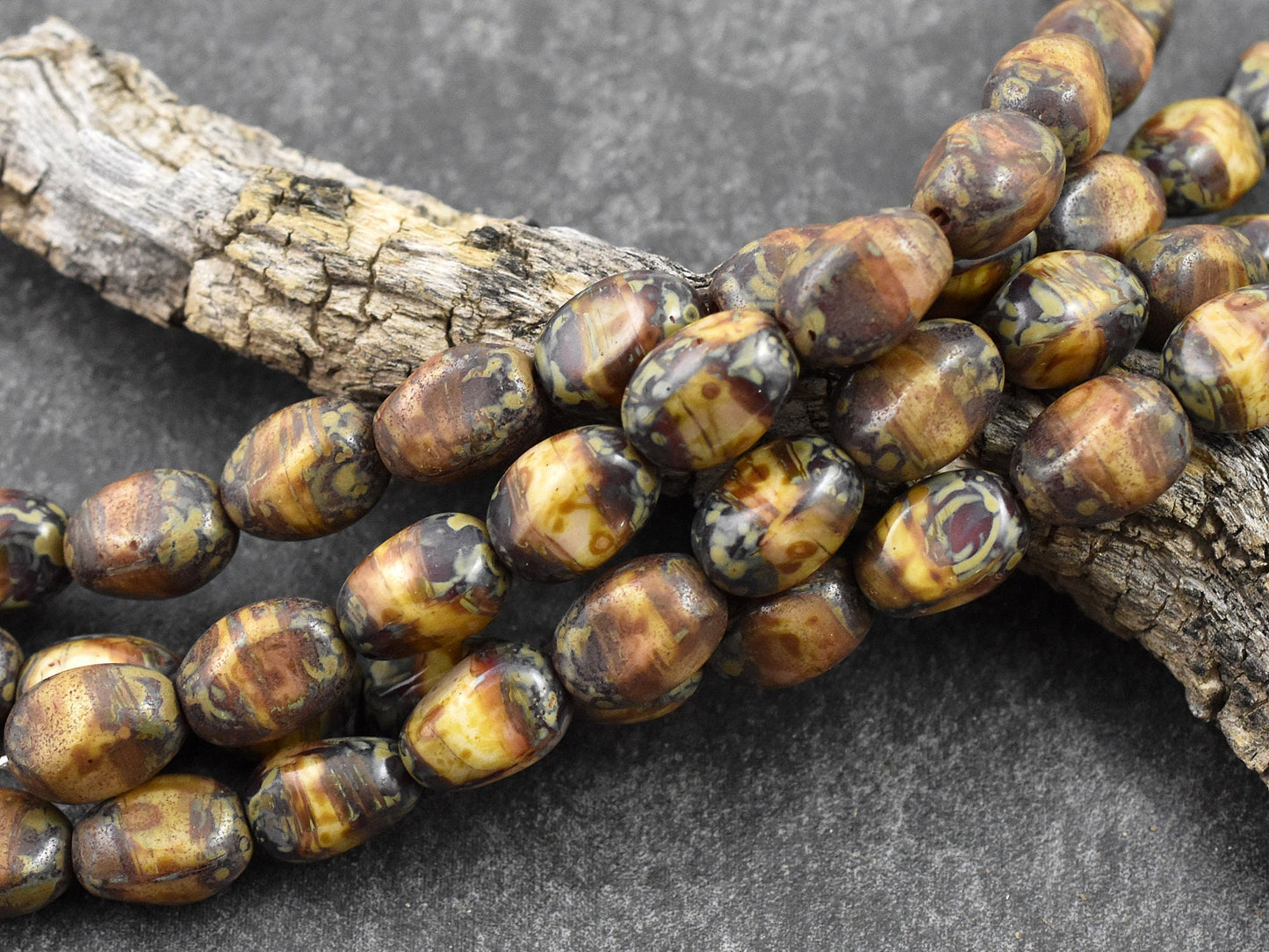 Picasso Beads - Czech Glass Beads - Organic Beads - Oval Beads - 12x9mm - 15pcs - (4766)