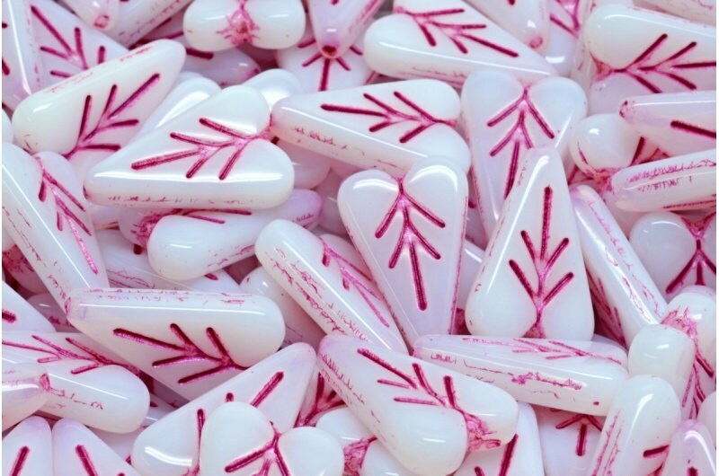 Heart Beads - Czech Glass Beads - Picasso Beads - Valentines Beads - Heart Charm - 17x11mm - 8pcs (B642)