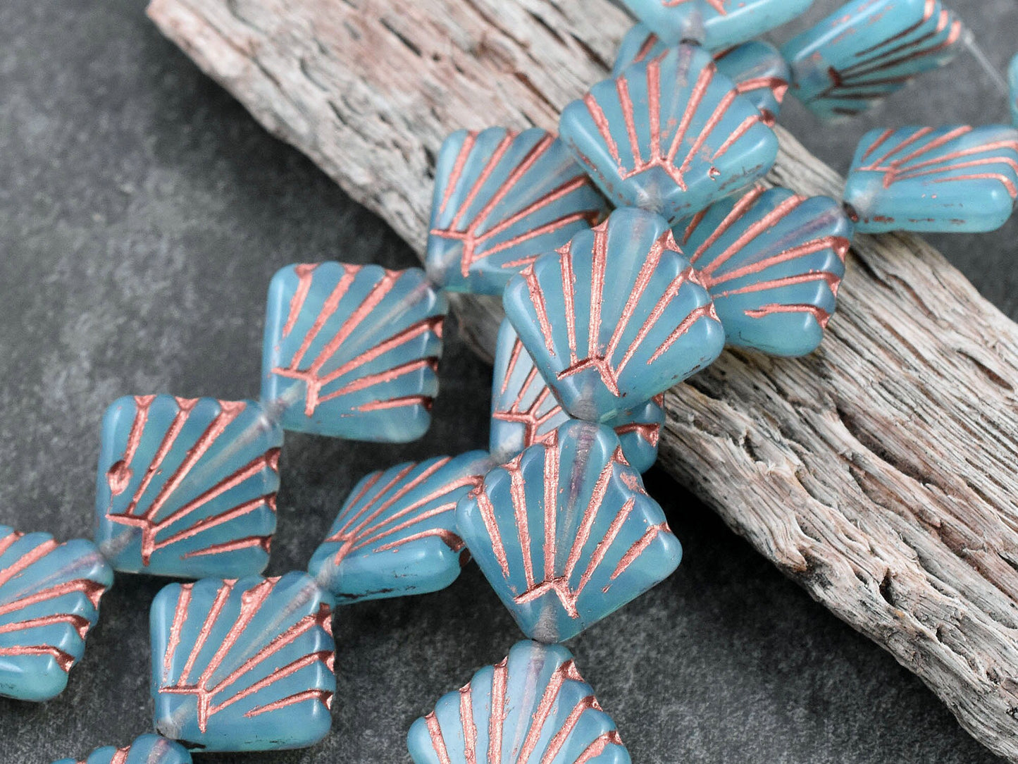 Czech Glass Beads - Diafan Beads - Deco Beads - Fan Beads - 17mm - 8pcs - (1692)