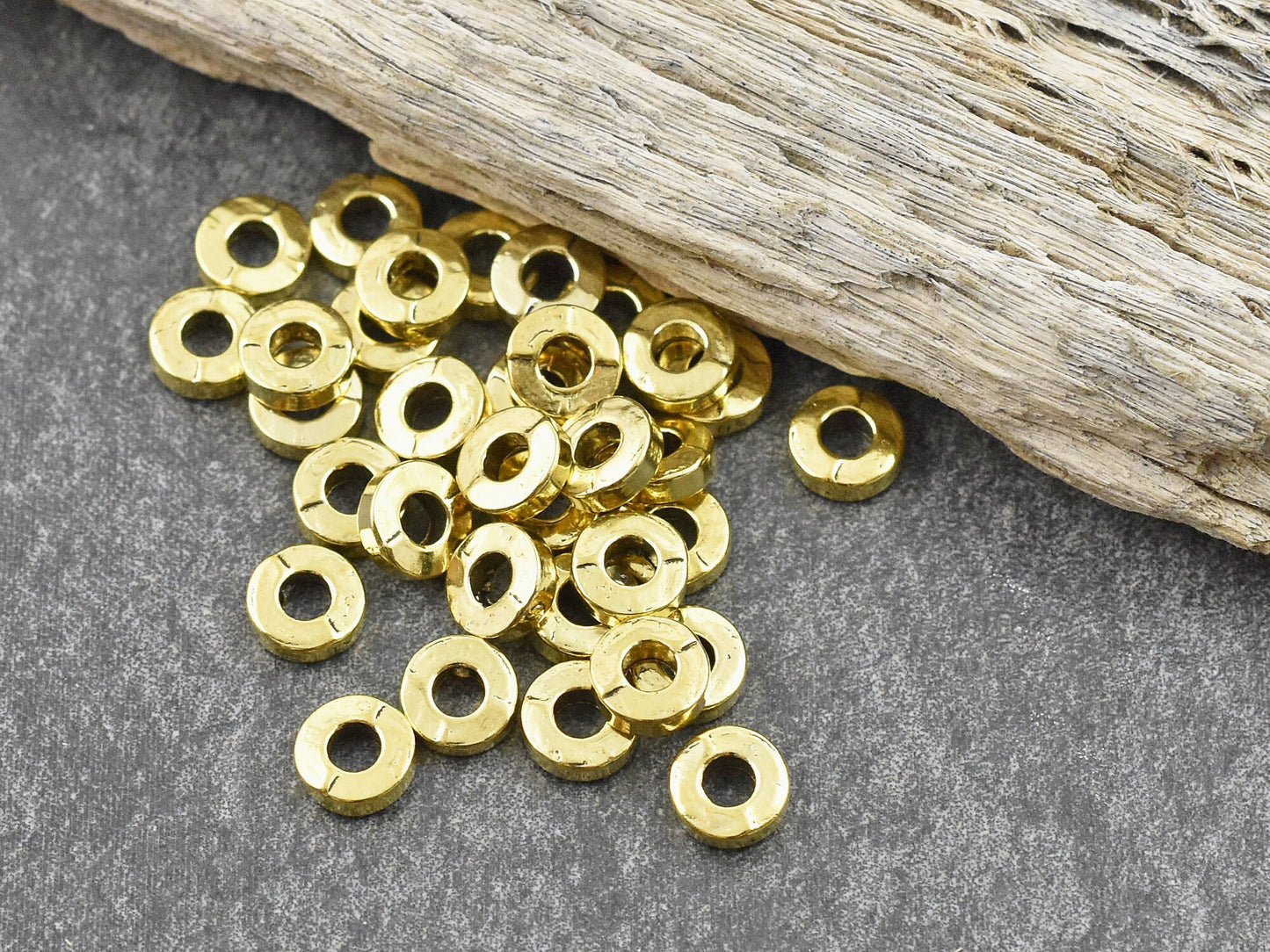 Metal Spacers - Gold Spacer Beads - Gold Beads - Metal Beads - Spacer Beads - 100pcs - 6x2mm - (A284)