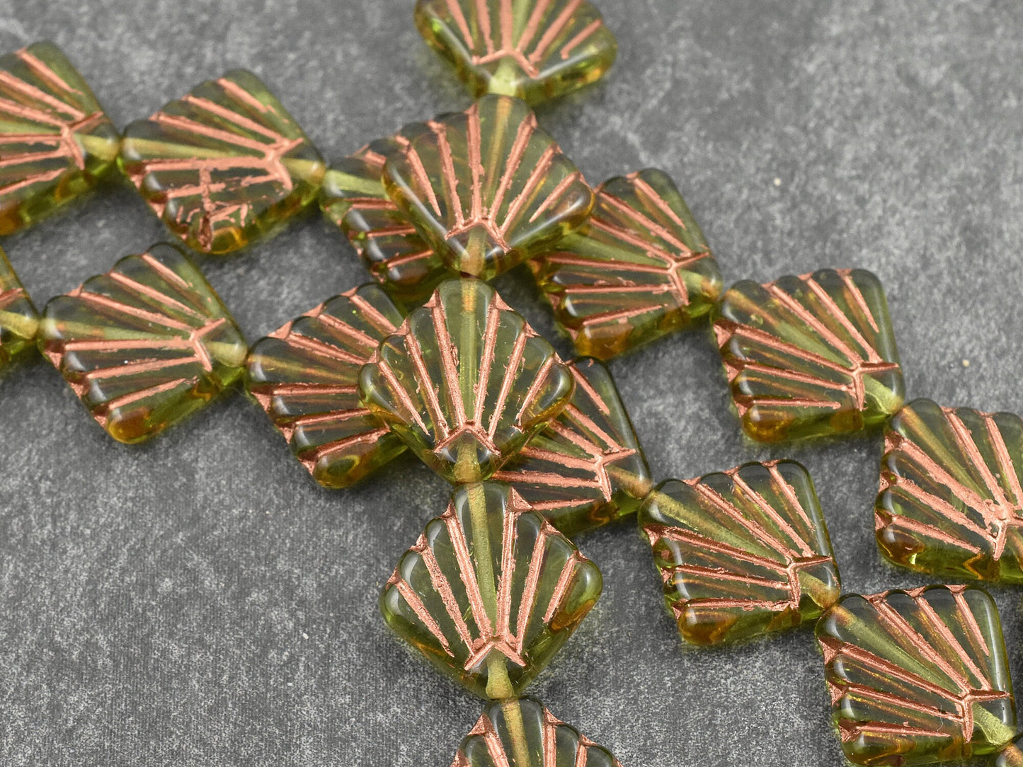Czech Glass Beads - Diafan Beads - Deco Beads - Fan Beads - 17mm - 8pcs - (2113)