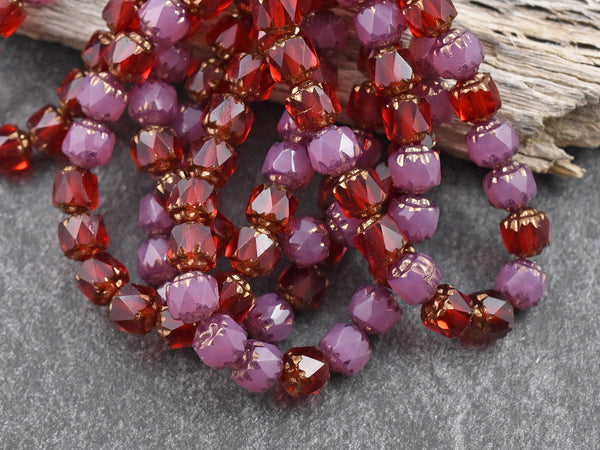 Czech Glass Beads - Cathedral Beads - Picasso Beads - New Czech Beads - Fire Polish Beads - 20pcs - 6mm - (5214)