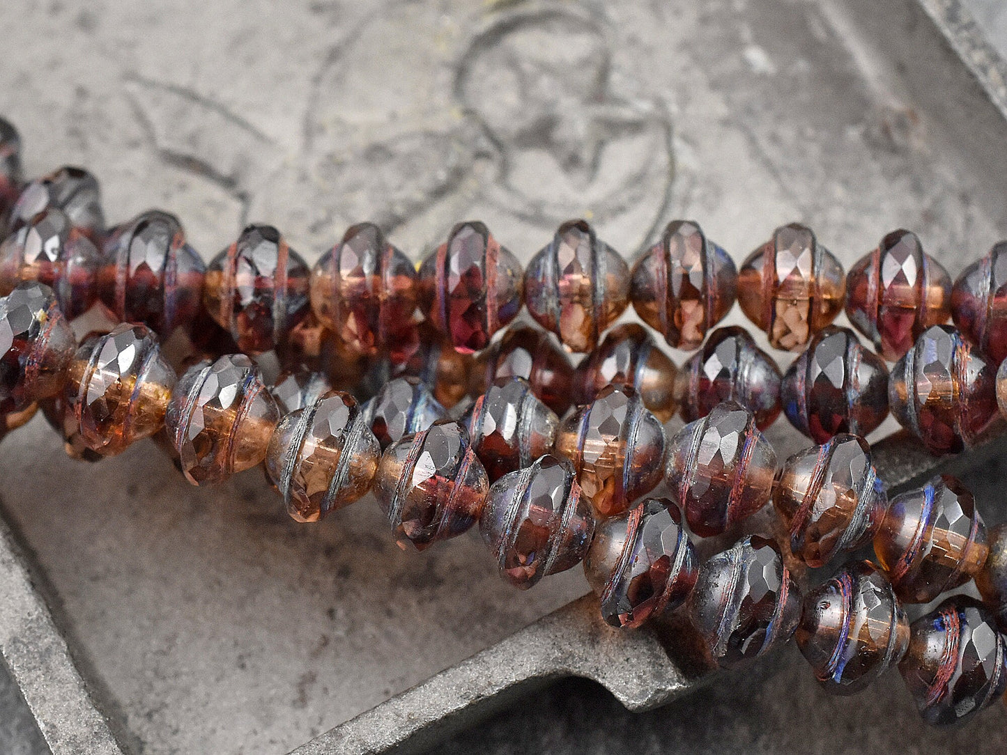 Picasso Beads - Czech Glass Beads - Saturn Beads - Planet Beads - 15pcs - 10x8mm - (2515)