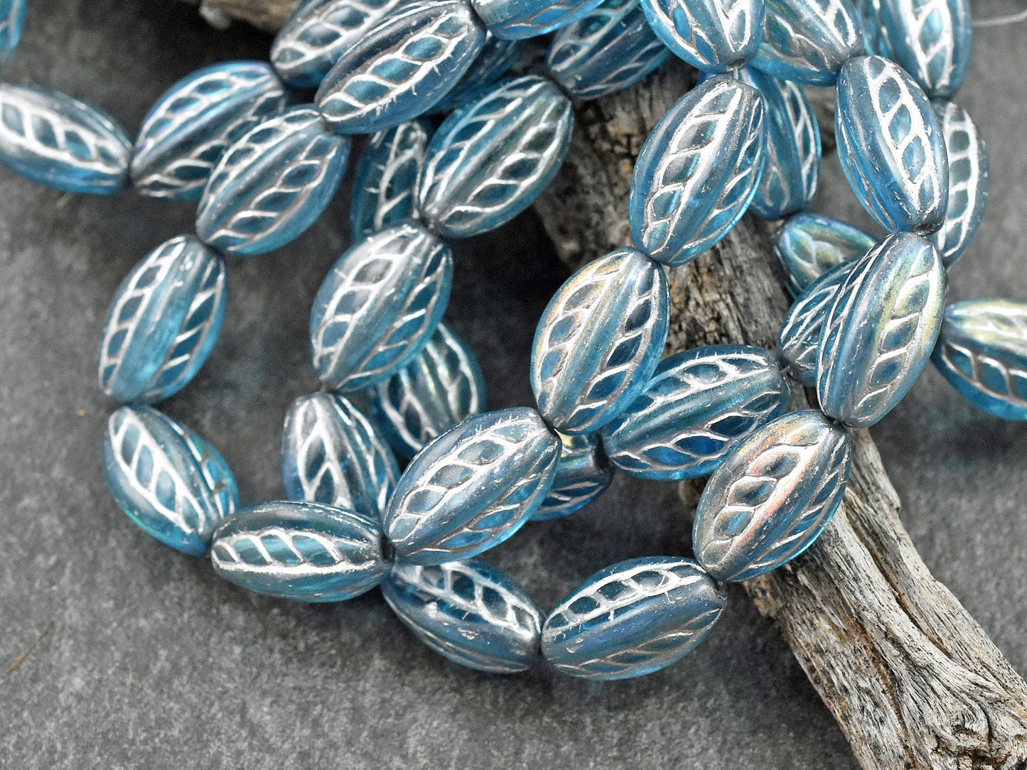 Czech Glass Beads - Oval Beads - Picasso Beads - 15x9mm - (4423)