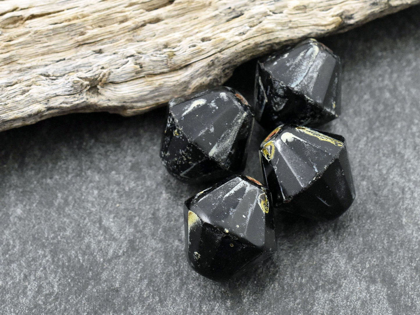 Picasso Beads - Czech Glass Beads - Vintage Beads - Bicone Beads - Large Glass Beads - 16mm - 6pcs - (978)