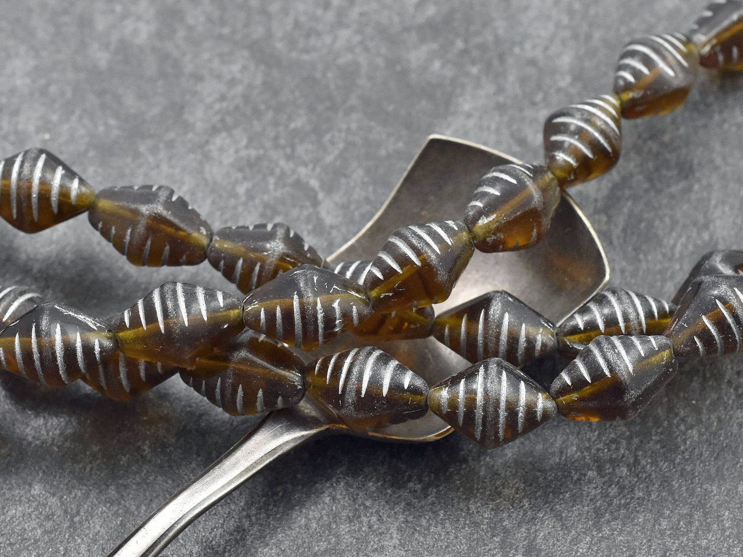 Czech Glass Beads - Vintage Beads - Bicone Beads - Matte Beads - Picasso Beads - 12x9mm - 15pcs - (A675)