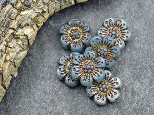 Czech Glass Beads - Flower Beads - Floral Beads - Wildflower Beads - Czech Glass Flowers - 14mm - 12pcs - (1003)