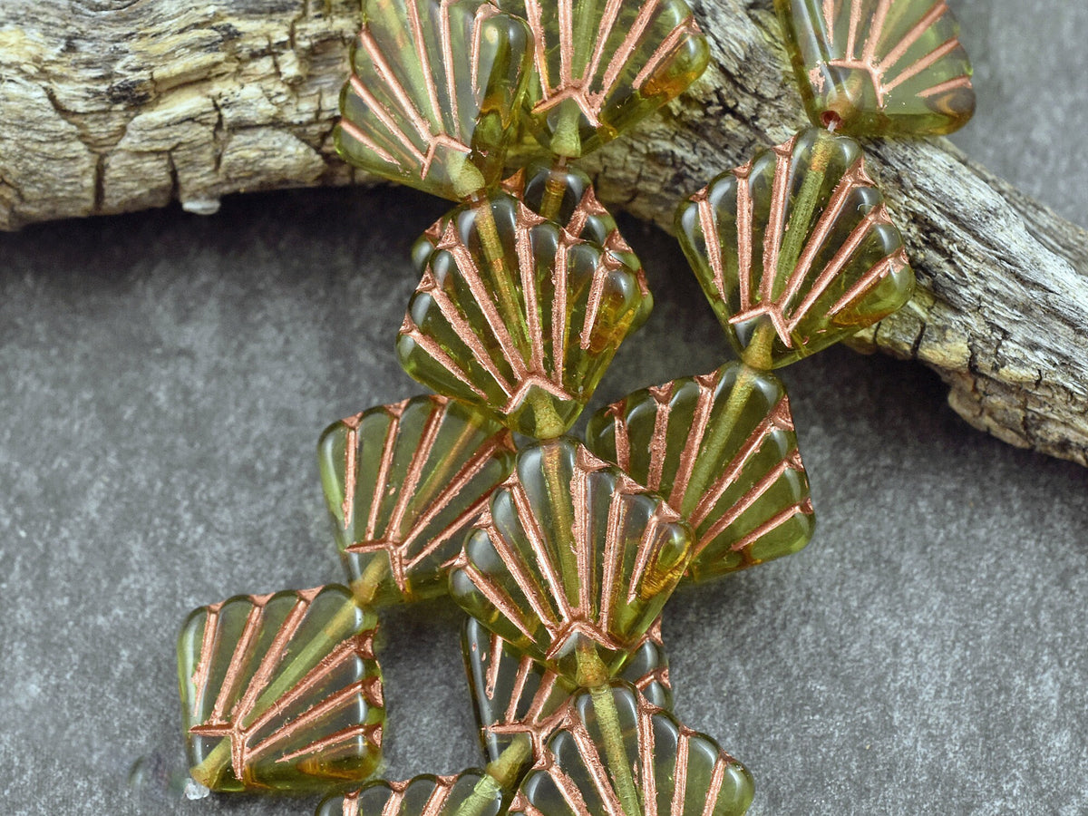 Czech Glass Beads - Diafan Beads - Deco Beads - Fan Beads - 17mm - 8pcs - (2113)