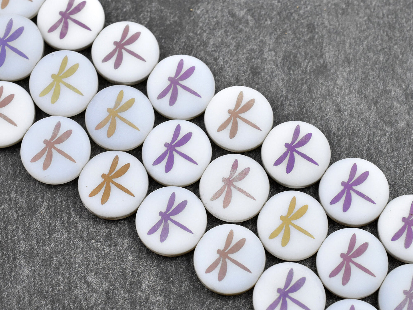 Dragonfly Beads - Czech Glass Beads - Laser Etched Beads - Tattoo Beads - 16mm - 8pcs - (3480)