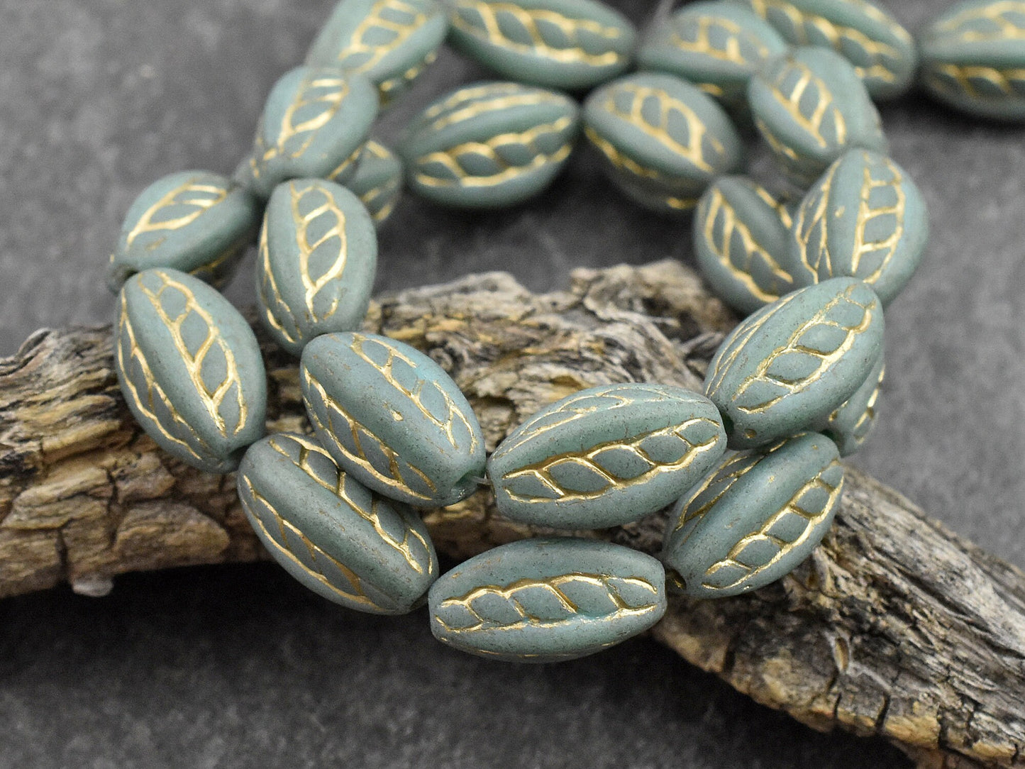 NEW Czech Glass Beads - Matte Beads - Oval Beads - Picasso Beads - 15x9mm - (733)