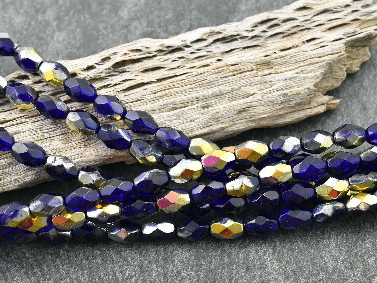 Czech Glass Beads - Faceted Beads - Fire Polished Beads - Oval Beads - 5x7mm - 25pcs (A735)