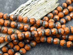 Czech Picasso Beads - Pumpkin Beads - Czech Glass Beads - Orange Beads - 19pcs - 8mm - (752)