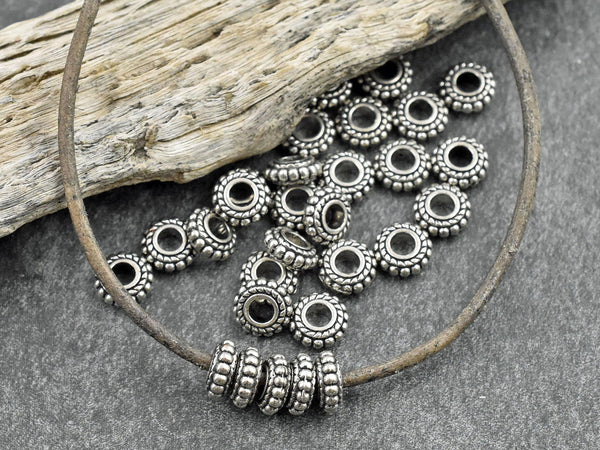 Metal Beads - Rondelle Spacer Beads - Antique Silver - Silver Beads - Silver Spacers - Spacer Beads - 50pcs - 8x3mm - (A58)