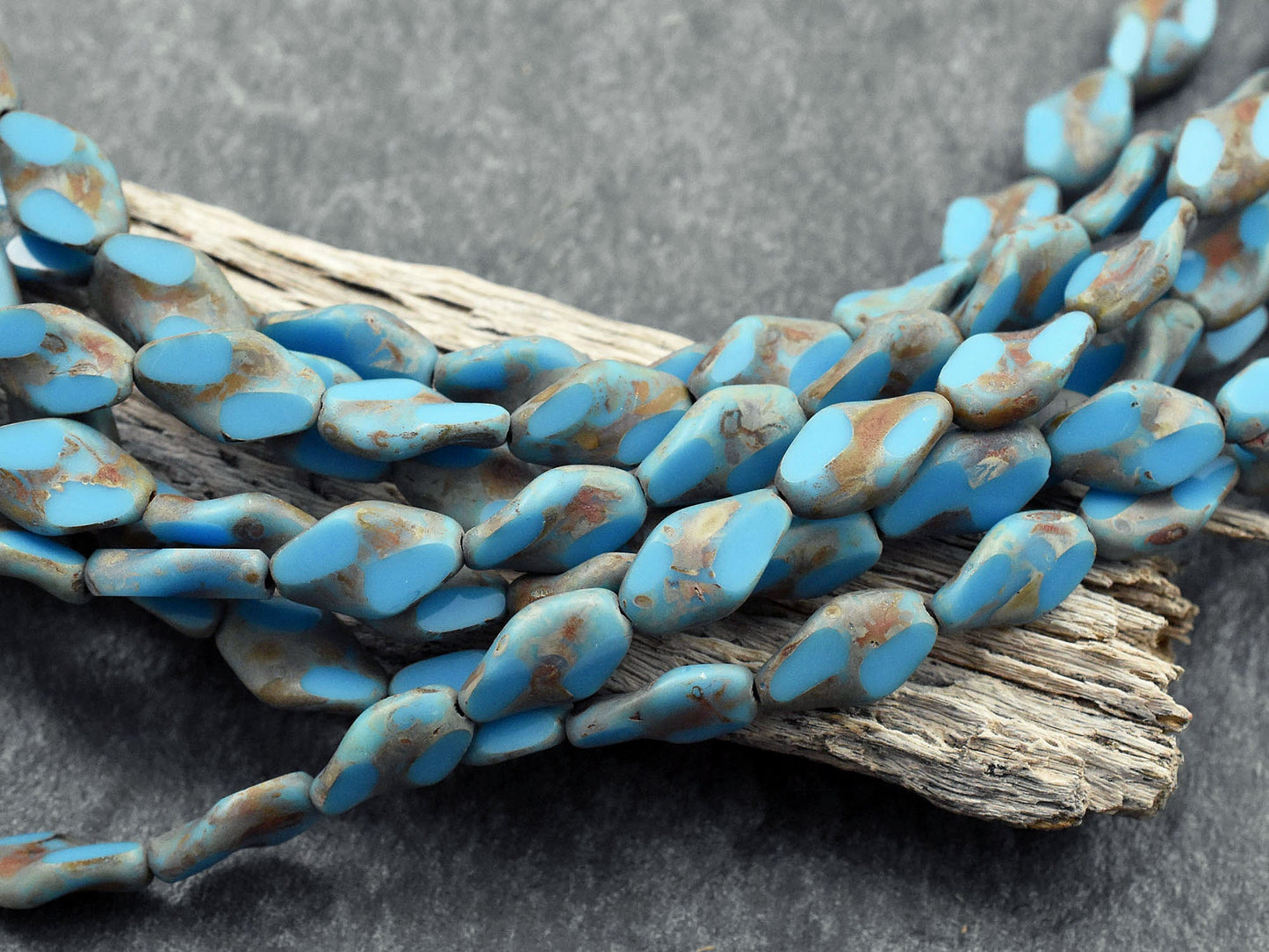 Picasso Beads - Czech Glass Beads - Vintage Czech Glass - Table Cut Beads - 12x8mm - 16pcs - (B31)