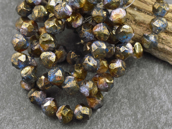 Czech Glass Beads - Central Cut Beads - Picasso Beads - Round Beads - 9mm - 15pcs - (416)