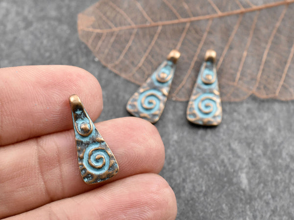 Metal Charms - Copper Charms - Patina Charms - Mayan Charms - Small Charms - 10pcs - 20x8mm - (3730)
