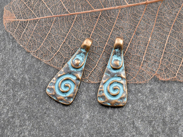 Metal Charms - Copper Charms - Patina Charms - Mayan Charms - Small Charms - 10pcs - 20x8mm - (3730)
