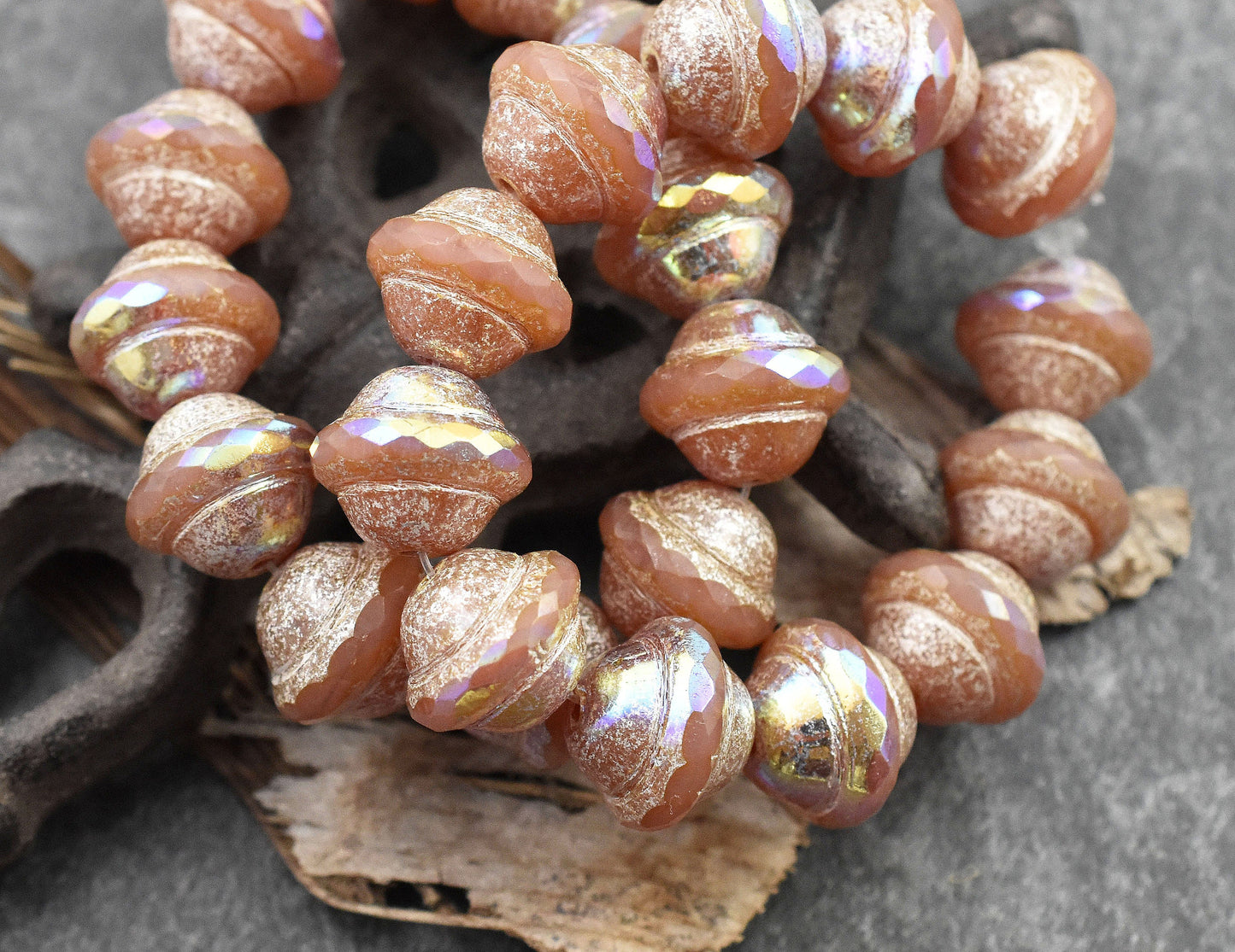 Czech Glass Beads - Saturn Beads - Chunky Beads - Picasso Beads - Large Glass Beads - 10x12mm - 12pcs - (B700)