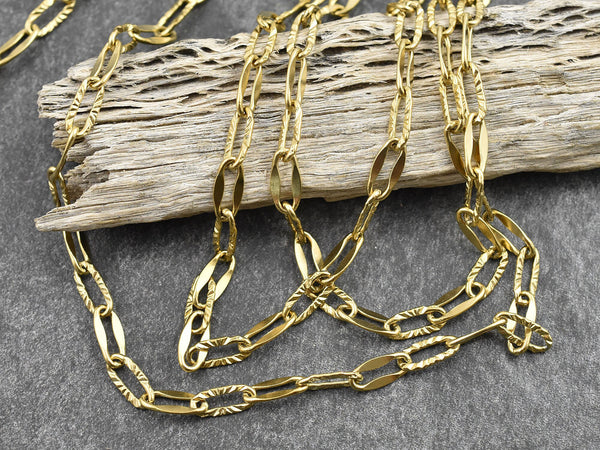 Paper Clip Chain - 21K Gold Chain - Stainless Steel Chain - Cable Chain - Sold by the foot - (CH-G07)