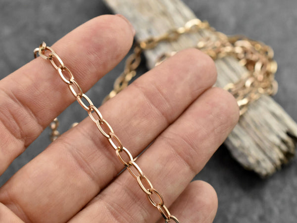 Paper Clip Chain - Rose Gold Chain - Stainless Steel Chain - Cable Chain - Sold by the foot - (CH-RG02)