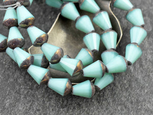 Czech Glass Beads - Tear Drop Beads - Picasso Beads - Teardrop Beads - Faceted Teardrop - 6x8mm - 15pcs - (703)