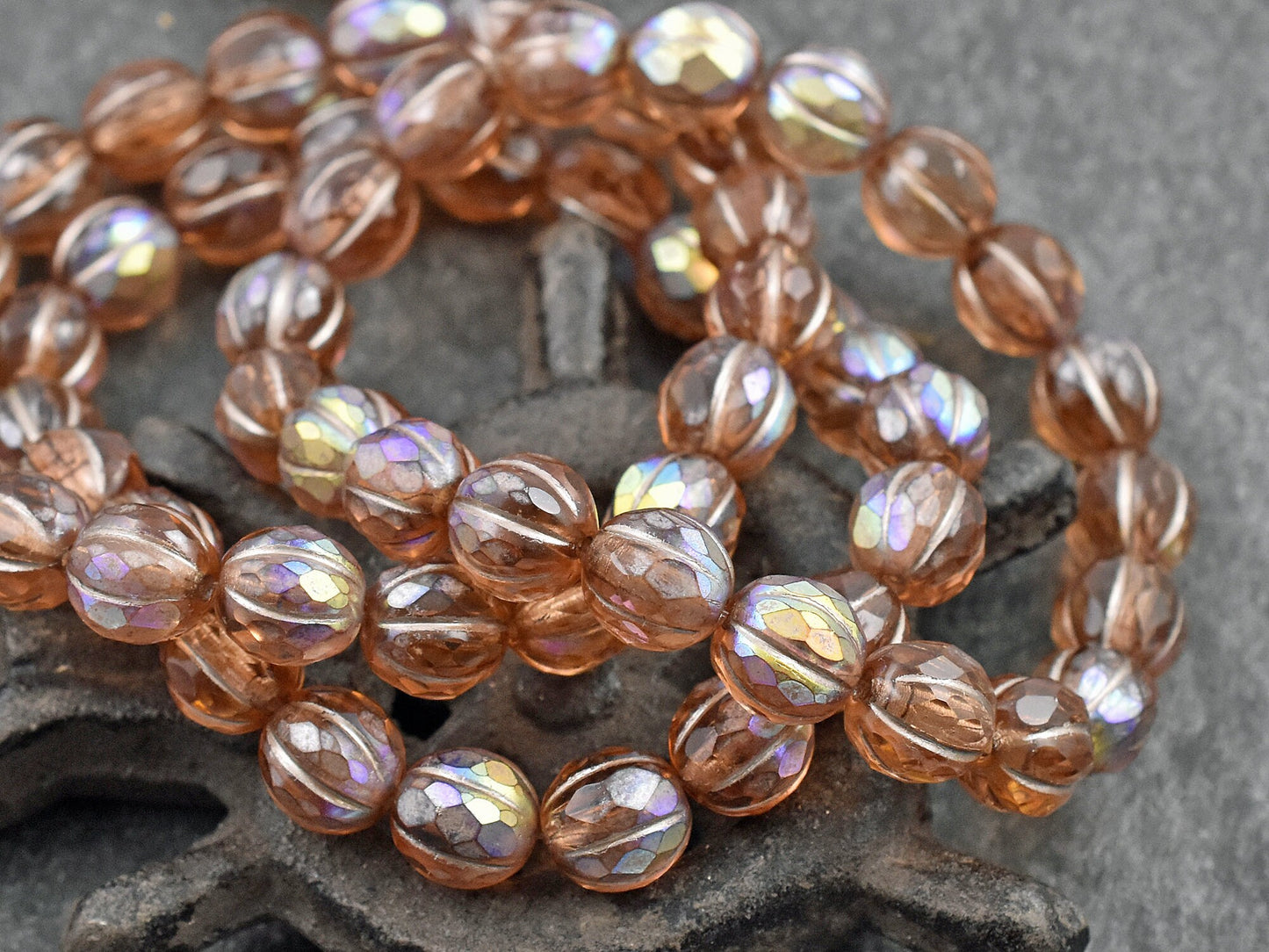 Czech Glass Beads - 8mm Melon Beads - Faceted Melon - Round Beads - 8mm - 20pcs (B370)