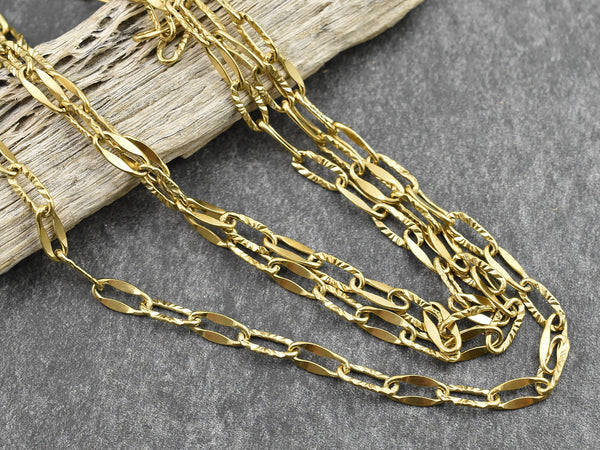 Paper Clip Chain - 21K Gold Chain - Stainless Steel Chain - Cable Chain - Sold by the foot - (CH-G07)