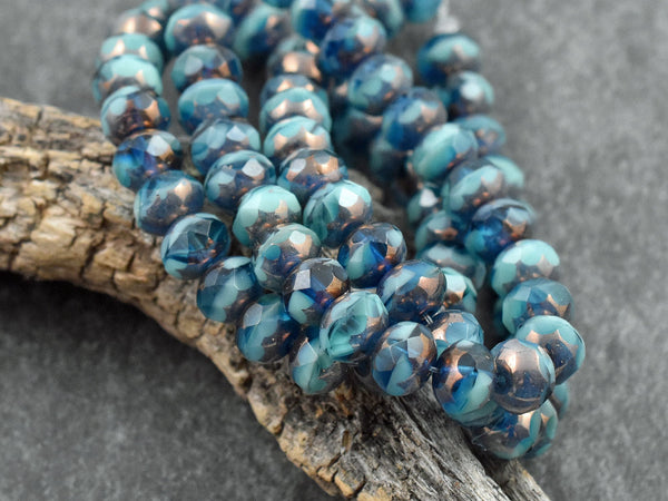 Czech Glass Beads - Rondelle Beads - Picasso Beads - Fire Polished Beads - 5x7mm - 25pcs (B520)