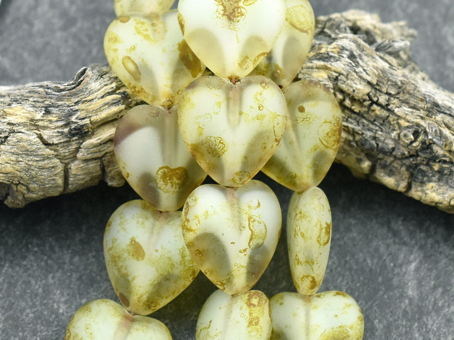 Czech Glass Beads - Picasso Beads - Heart Beads - Valentines Beads - 16mm- 6pcs - (4196)